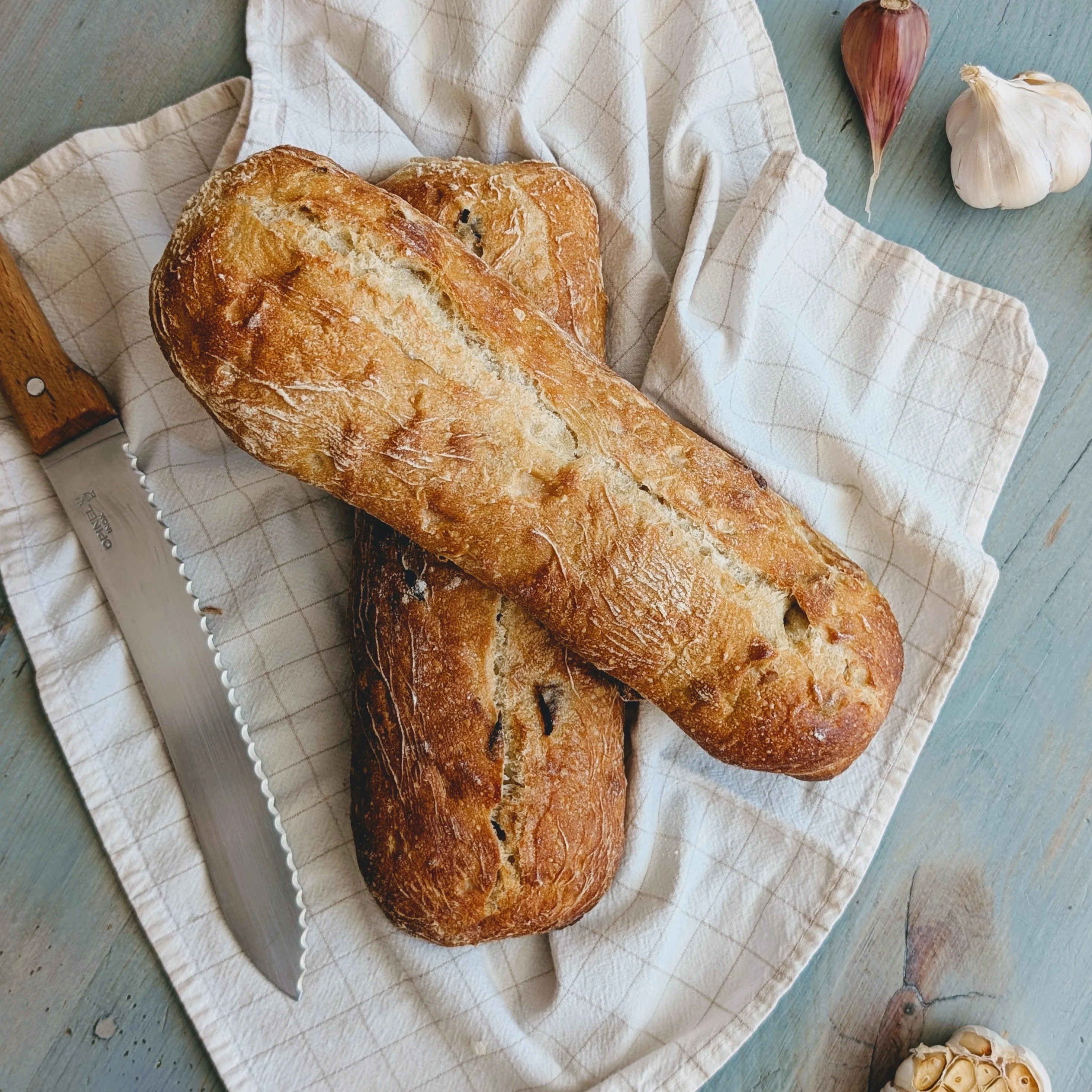 Slow-Fermented Garlic Demi Ciabattas (2-pack)